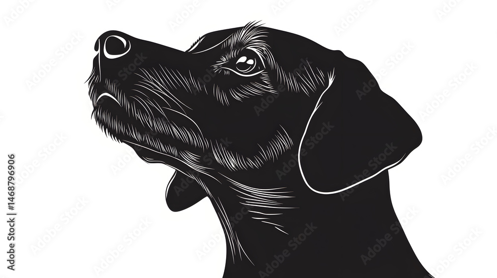 Minimalist Dog Head Silhouette Vector on White Background