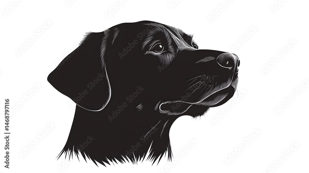 Minimalist Dog Head Silhouette Vector on White Background