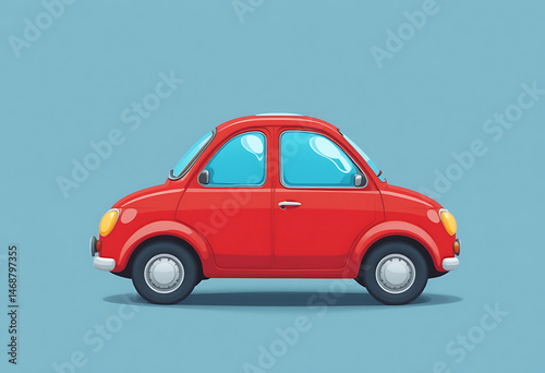 Red Car Illustration on Blue Background