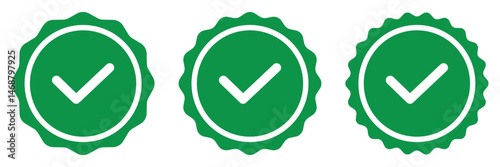 Verified check mark icon set. black check marks symbol. Circle tick symbol. Quality sign icon. Checklist and approval check flat style. Approval checks flat style.