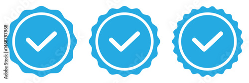 Verified check mark icon set. black check marks symbol. Circle tick symbol. Quality sign icon. Checklist and approval check flat style. Approval checks flat style.