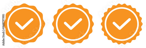 Verified check mark icon set. black check marks symbol. Circle tick symbol. Quality sign icon. Checklist and approval check flat style. Approval checks flat style.