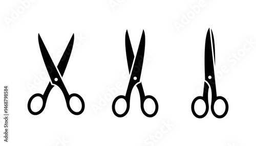 Set of Black Scissors Icons on White Background