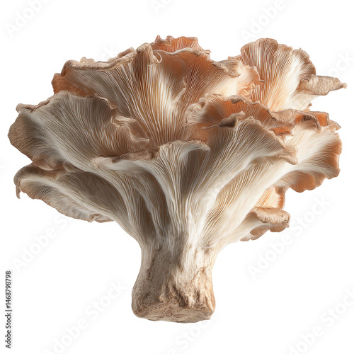 Closeup of a Single Oyster Mushroom on Transparent Background