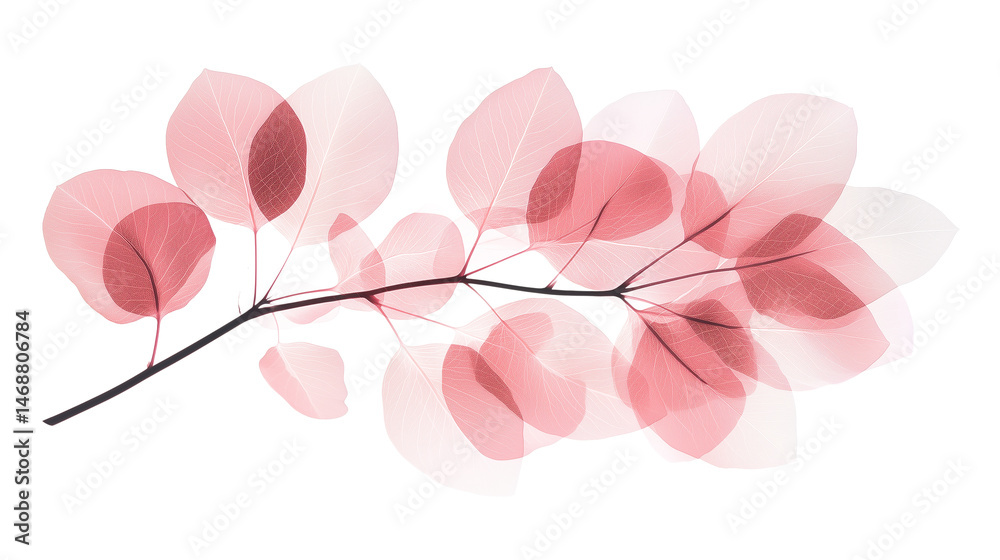 Fototapeta premium Delicate Pink Skeleton Leaves in Transparent Botanical Style
