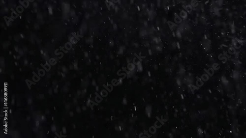 Heavy white snowfall on black background, overlap layer resources, 4k