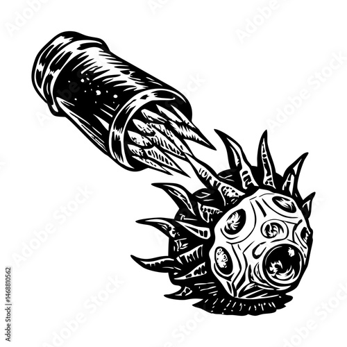 A sketchy style icon of fired projectile weapon