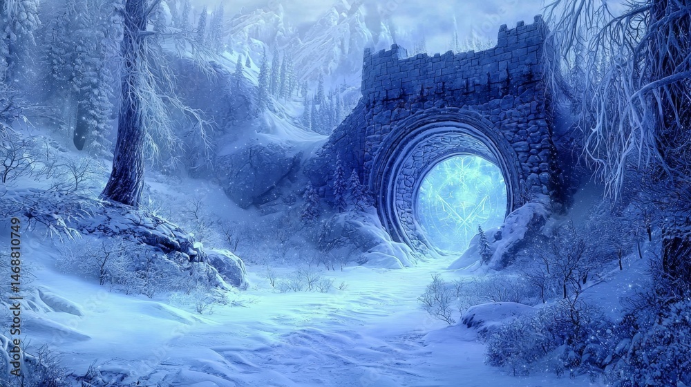 Fototapeta premium Enchanting Winter Castle in a Fantasy Landscape