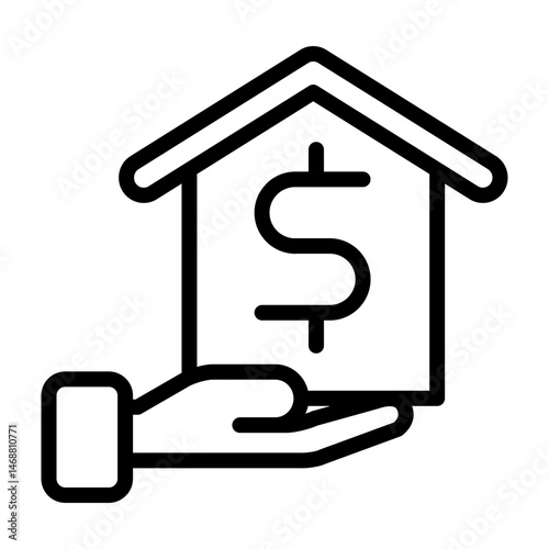 Rental Income Vector Line Icon Design