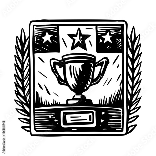 A vintage style icon depicting ultimate game victory
