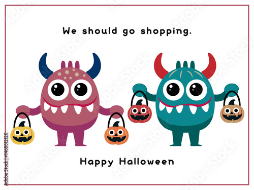 ハロウィーン■ハロウィーンモンスターのイラストセット■ポストカード