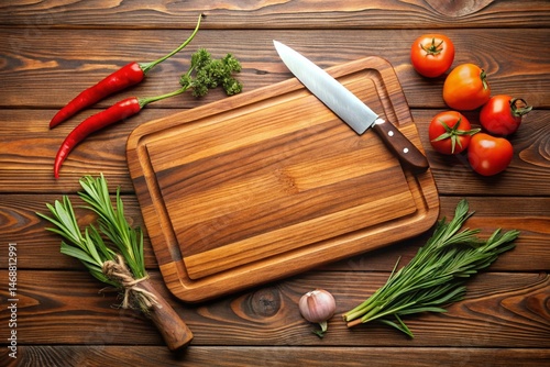 spices and herbs on wooden board
