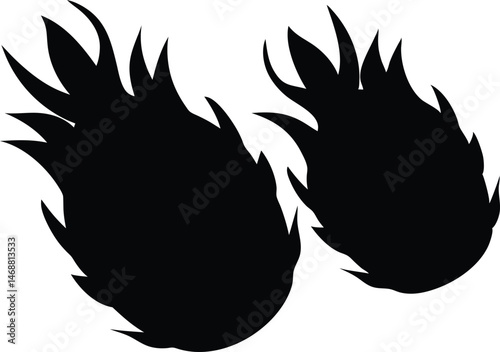 Dragon fruit silhouette vector, Fruit silhouette vector, Dragon black silhouette