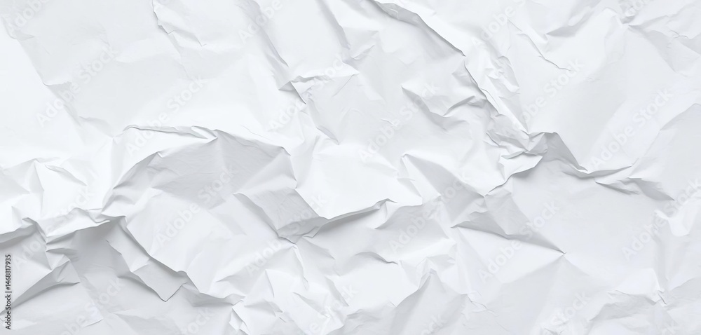 Obraz premium Close-up of crumpled white paper, showing texture and creases, vintage paper, wrinkled