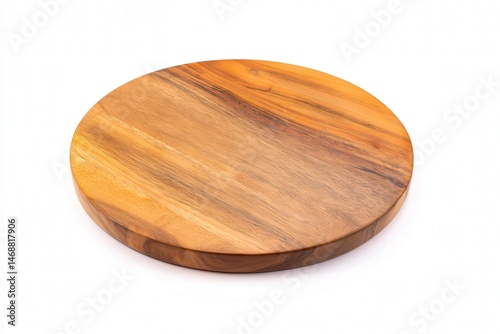 Round wooden cutting board isolated on white background
