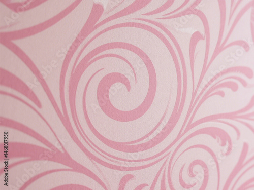  A pink wallpaper with a swirly design is clearly visible in a close-up, taking up most of the imag 