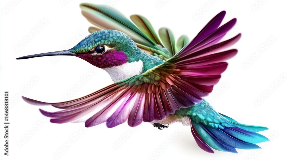 Obraz premium Stunning hummingbird flaunting a palette of purple, blue, and green colors.