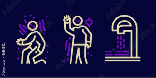 Minimalistic Monoline Icons for Health and Wellness Concepts