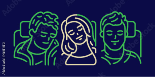 Wallpaper Mural Monoline Flat Icon of Three Friends Relaxing in a Casual Setting Torontodigital.ca