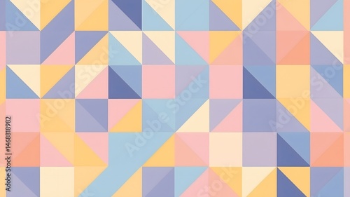 Pastel geometric pattern displays triangles and squares.