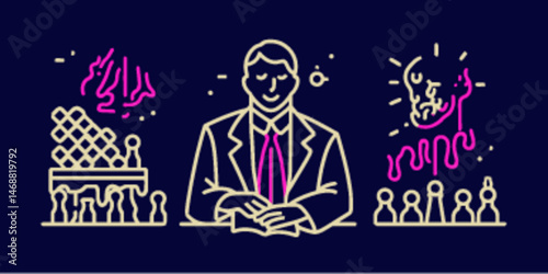 Professional Man in Suit with Game Board and Creative Ideas Icon