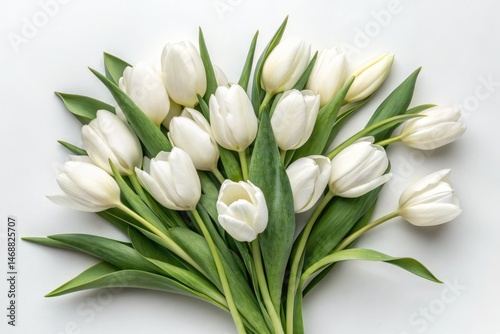 White Dutch Tulips Arranged Beautifully on a Clean Backdrop Generative AI