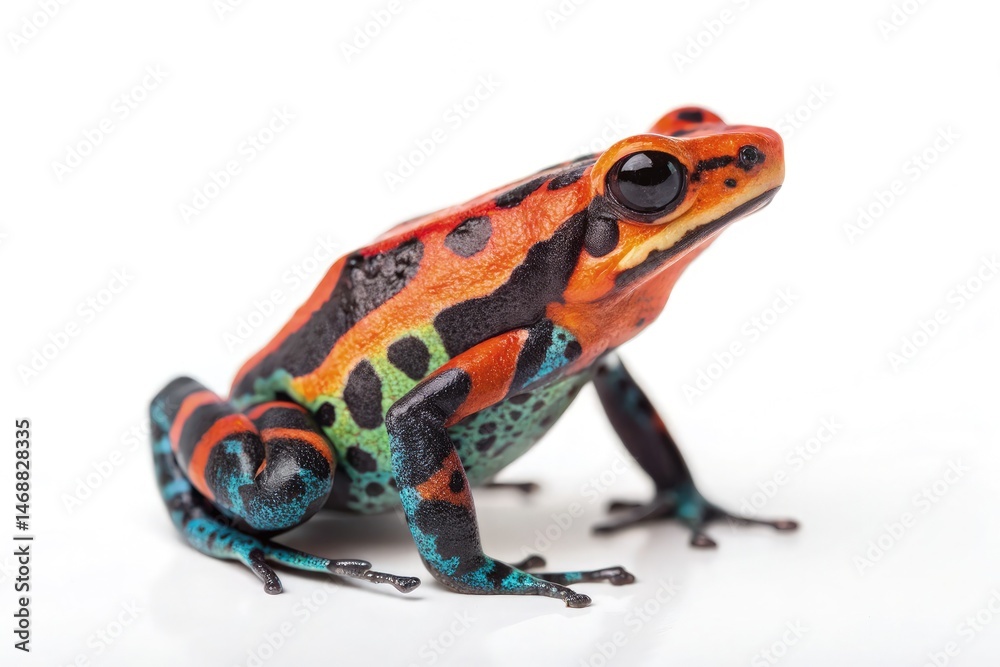 Obraz premium Vibrant Poison Dart Frog Displayed on a White Background Generative AI