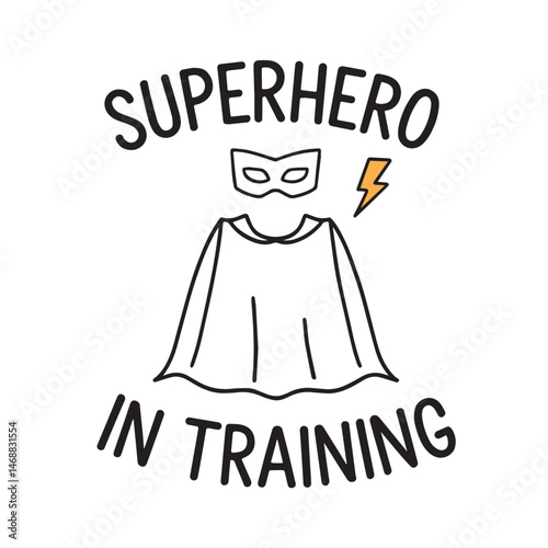 Superhero Baby Onesie Design, Hero in Training Toddler Tee (Funny 'Traning' Typo Version Available), Cape & Mask Infant Apparel.eps