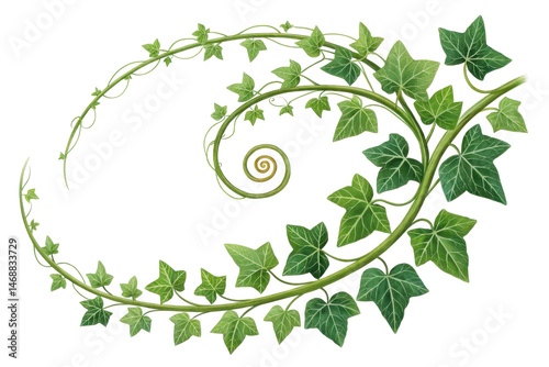 Green Ivy Vine with Spiraling Leaves and Elegant Curves in Nature photo
