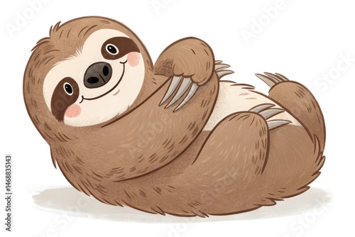Obraz na płótnie Happy Sloth Enjoying a Peaceful Moment on White Background Generative AI w salonie