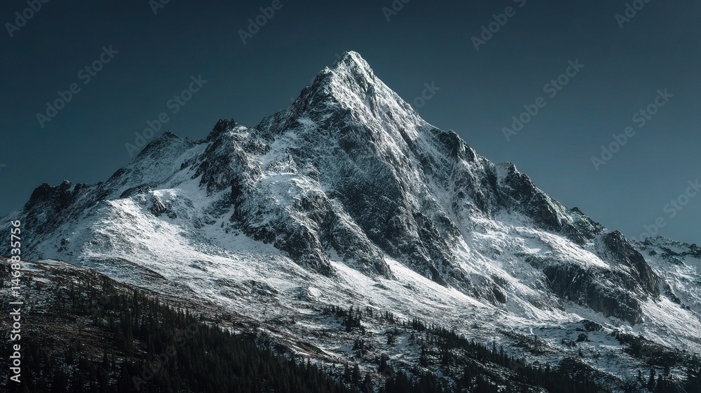 Obraz premium Majestic Snow-Capped Mountain Under Clear Winter Skies