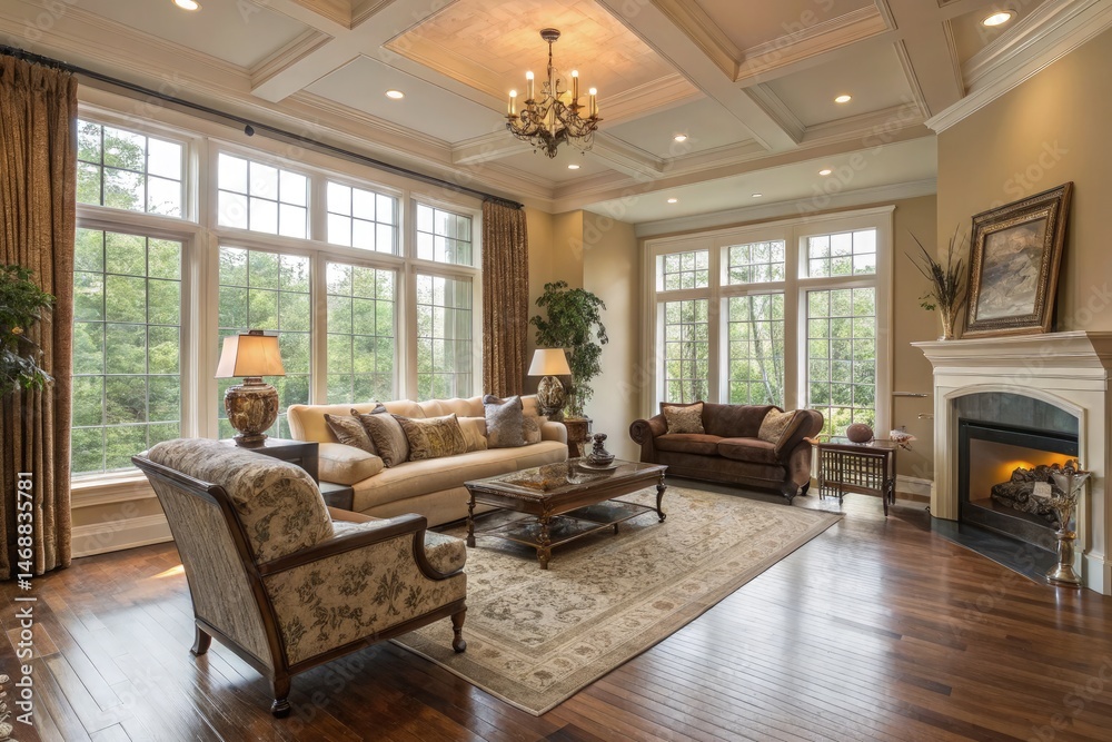 Elegant Living Room With Natural Light and Classic Decor Generative AI