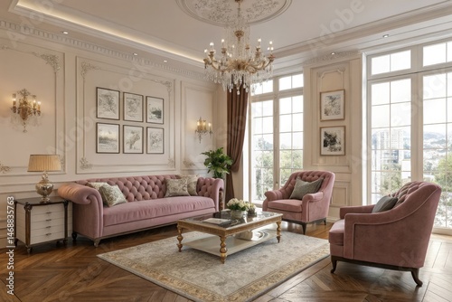Luxurious Living Room With Elegant Design and Natural Light Generative AI