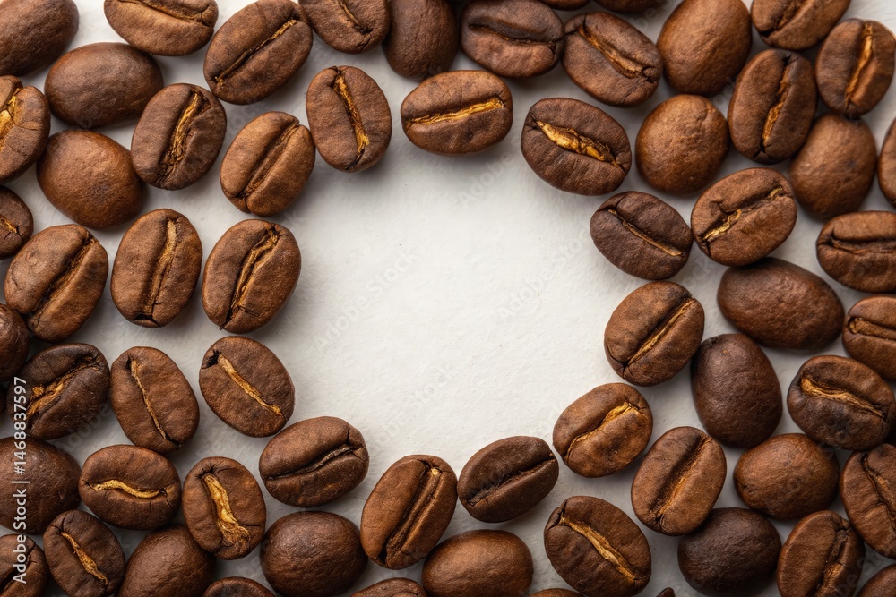 Overhead View of Roasted Coffee Beans Showcasing Gigapixel Quality Generative AI