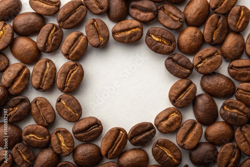 Obraz na płótnie Overhead View of Roasted Coffee Beans Showcasing Gigapixel Quality Generative AI w salonie