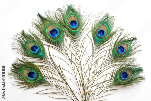 Obraz na płótnie Peacock Feathers Arranged in a Striking Fan Display Generative AI w salonie
