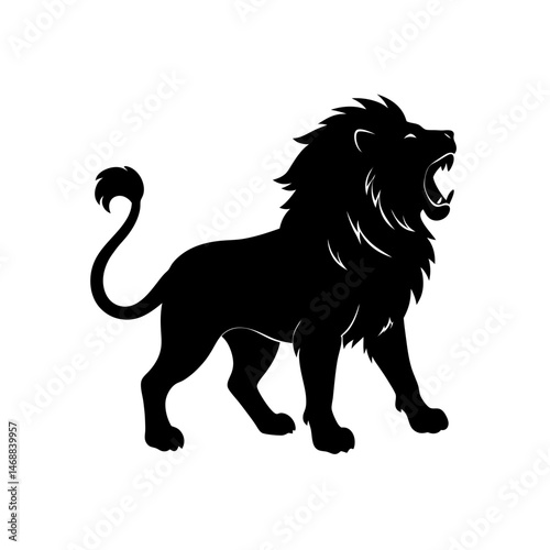 lion roaring silhouette on white background  .svg