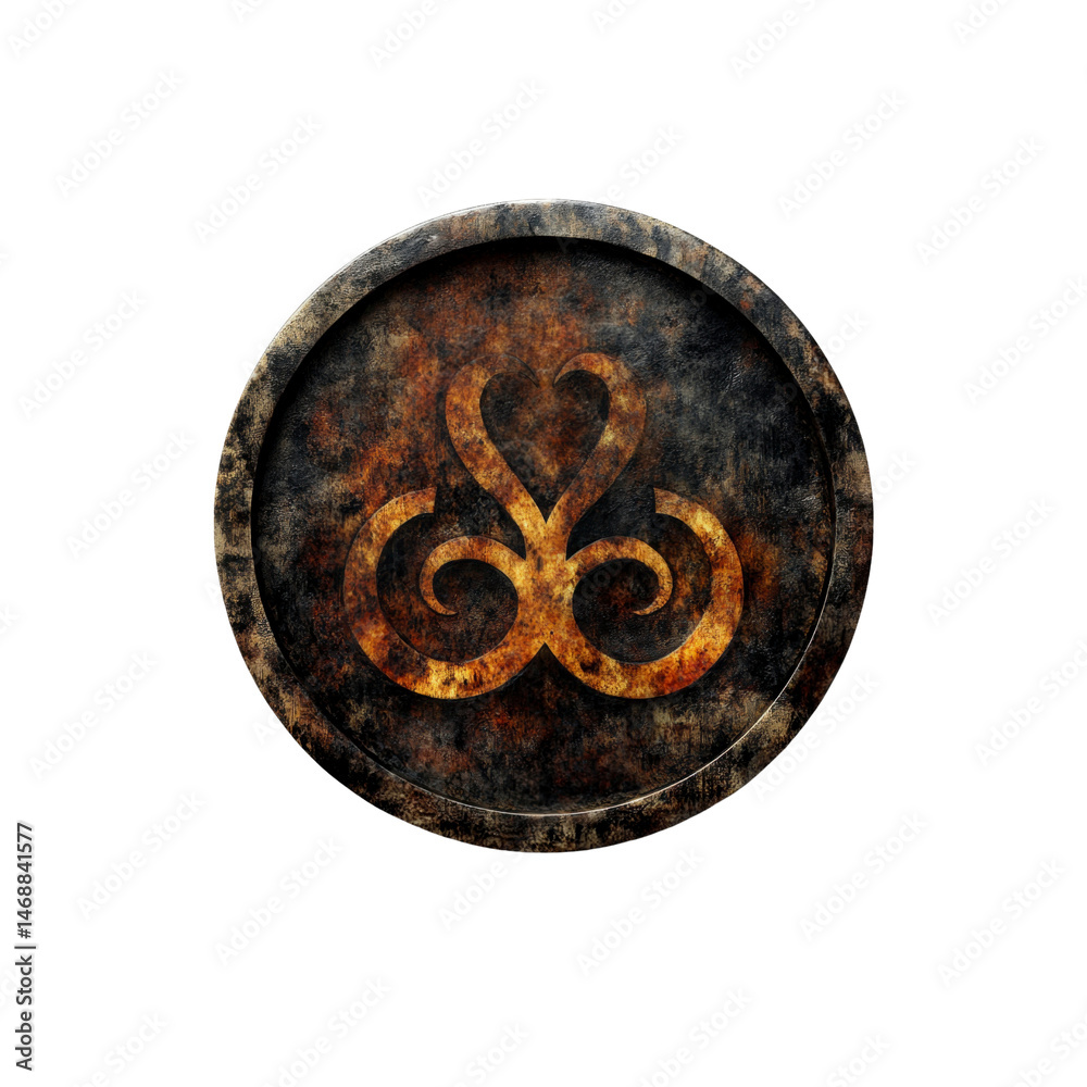 Fototapeta premium Ancient Rusted Shield with Celtic Knotwork Design