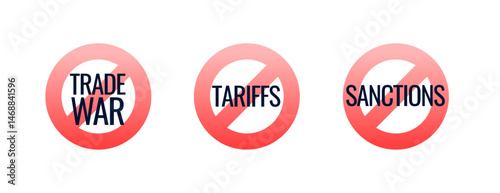 international tariff trade war ban symbol in set