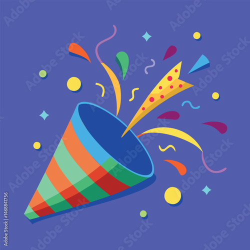 Vector of Popper Releasing Confetti