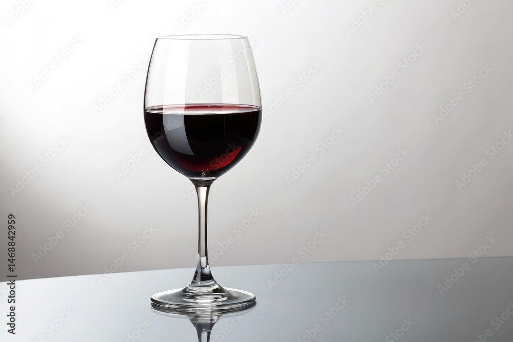 Elegant Red Wine Glass Isolated on Simple White Backdrop Generative AI