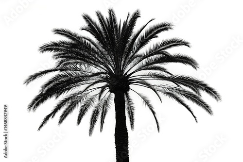 Obraz na płótnie Silhouette of a Palm Tree Against a Bright White Background Generative AI w salonie