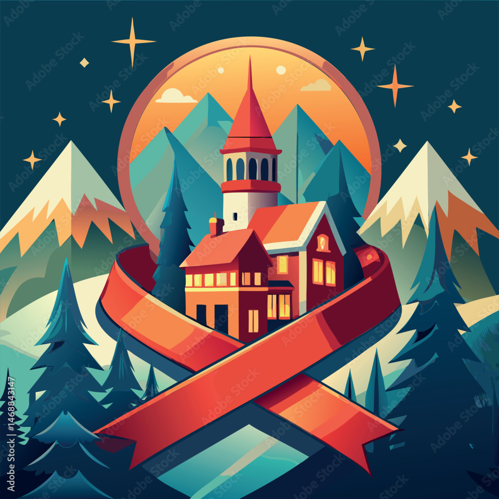 Obraz premium Winter Landscape Vector Art