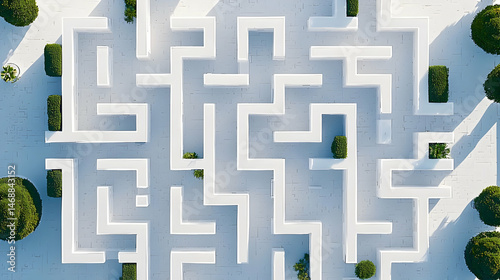 Aerial View Of White Maze With Green Trees