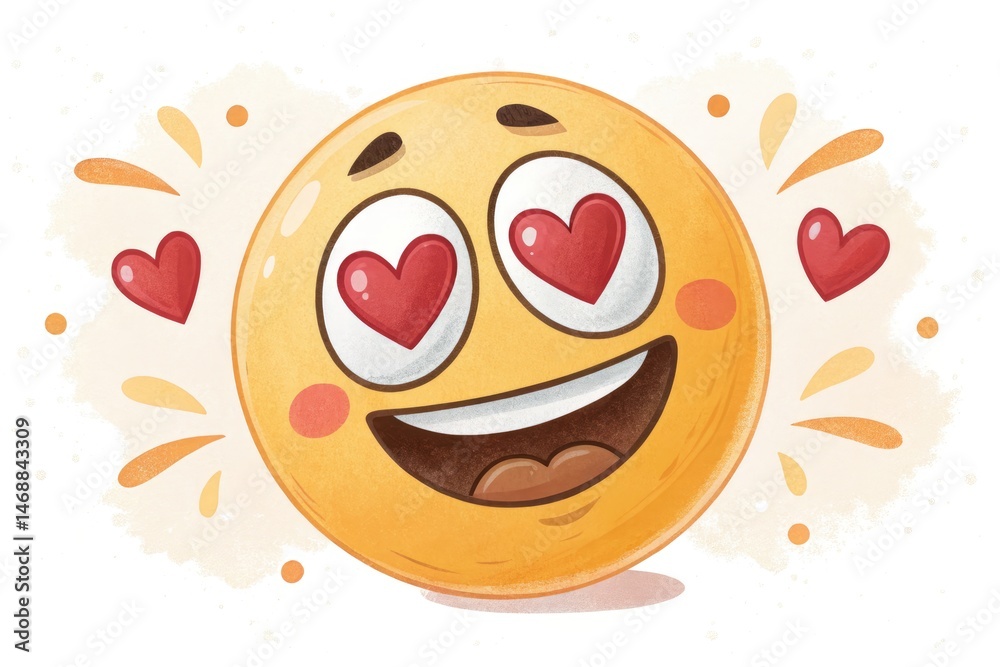 Smiling Emoji With Heart Eyes Expressing Joy and Affection Generative AI
