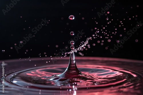 Obraz na płótnie Droplet Creates a Stunning Splash in Dark Studio Setting Generative AI w salonie