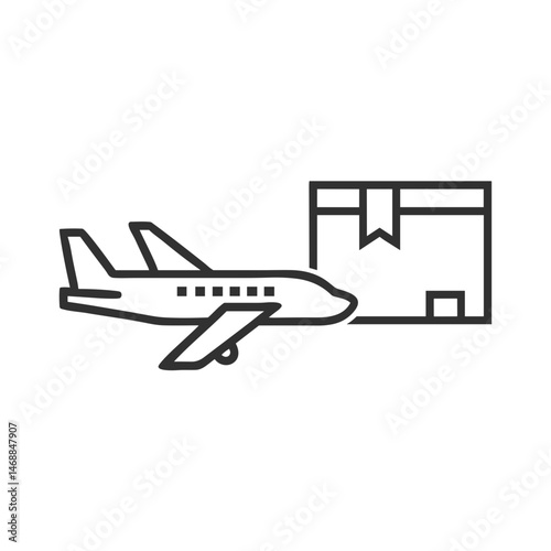 Cargo Aircraft Icon with Box for Logistics Websites, Supply Chain Infographics, Air Freight Services and Transportation Industry Presentations