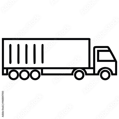 Modern Freight Truck Side View Icon for Logistics Websites, Transportation Companies, Supply Chain Management Software and Road Freight Service Providers