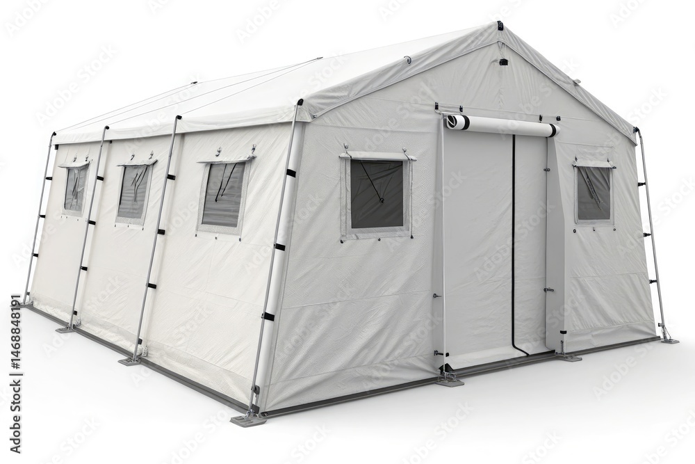 White Quarantine Tent Set Against a Plain Background Generative AI