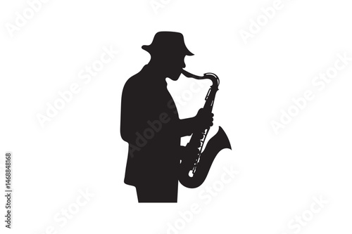 Man with saxophone  jazz musician.